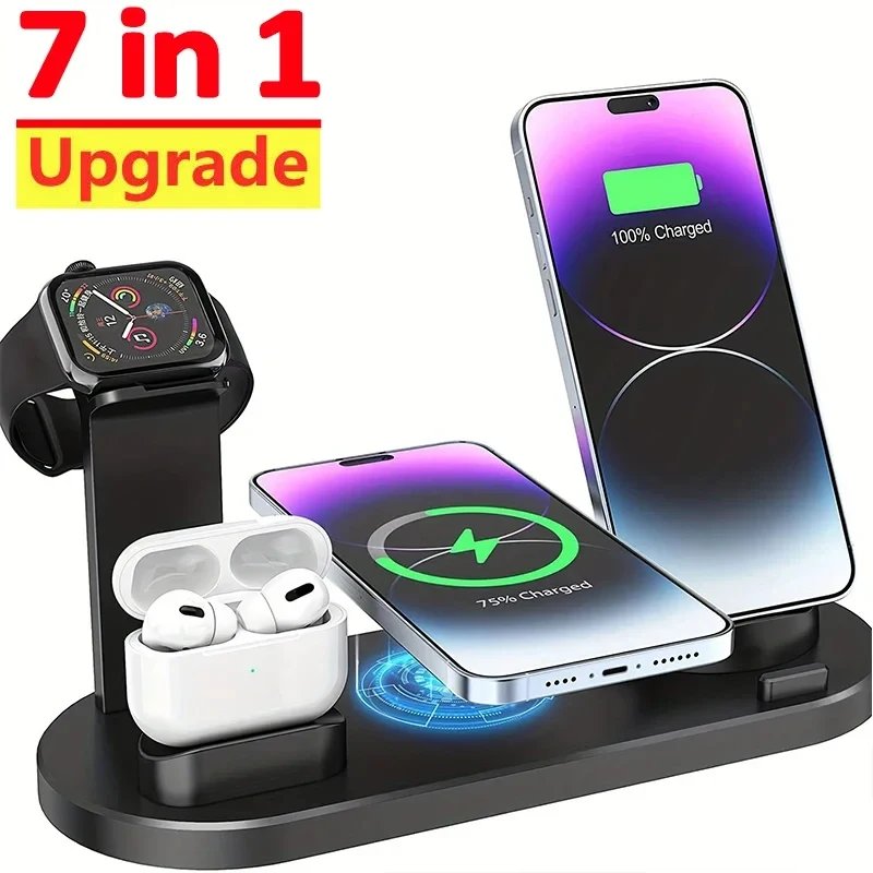 30W 7 in 1 Wireless Charger Stand Pad For iPhone 14 13 12 Pro Max Apple Watch Airpods Pro iWatch 8 7 Fast Charging Dock Station 30W 7 in 1 Wireless Charger Stand Pad For iPhone 14 13 12 Pro Max Apple Watch Airpods Pro iWatch 8 7 Fast Charging Dock Station