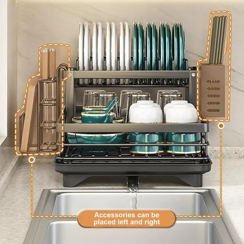 Kitchen Dish Drying Storage Rack Over Sink Holder