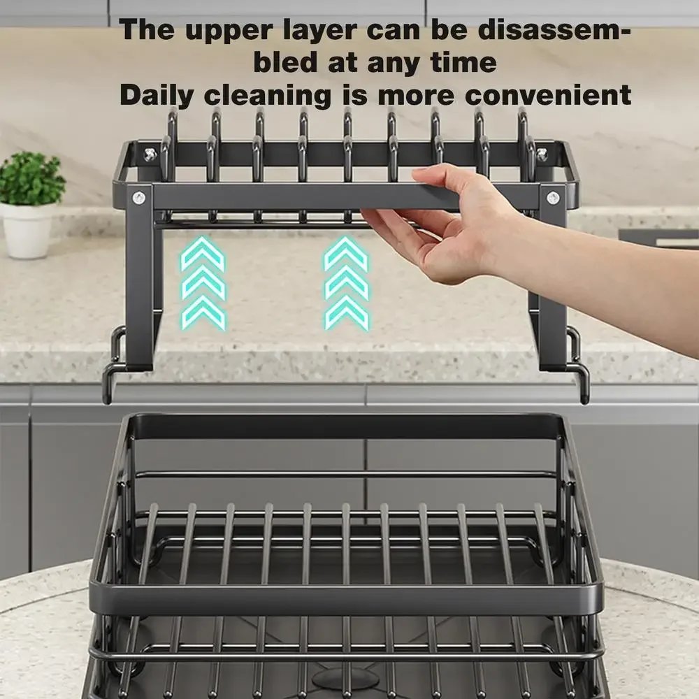 Kitchen Dish Drying Storage Rack Over Sink Holder