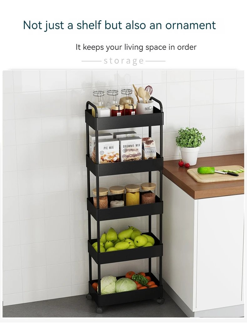 Kitchen Bathroom Home Storage Movable Shelf