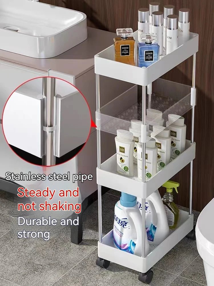 1pc 3/4 Tier Rolling Storage Cart High Capacity Storage Shelf Movable Gap Storage Rack Kitchen Bathroom And Livingroom Organizer 1pc 3/4 Tier Rolling Storage Cart High Capacity Storage Shelf Movable Gap Storage Rack Kitchen Bathroom And Livingroom Organizer