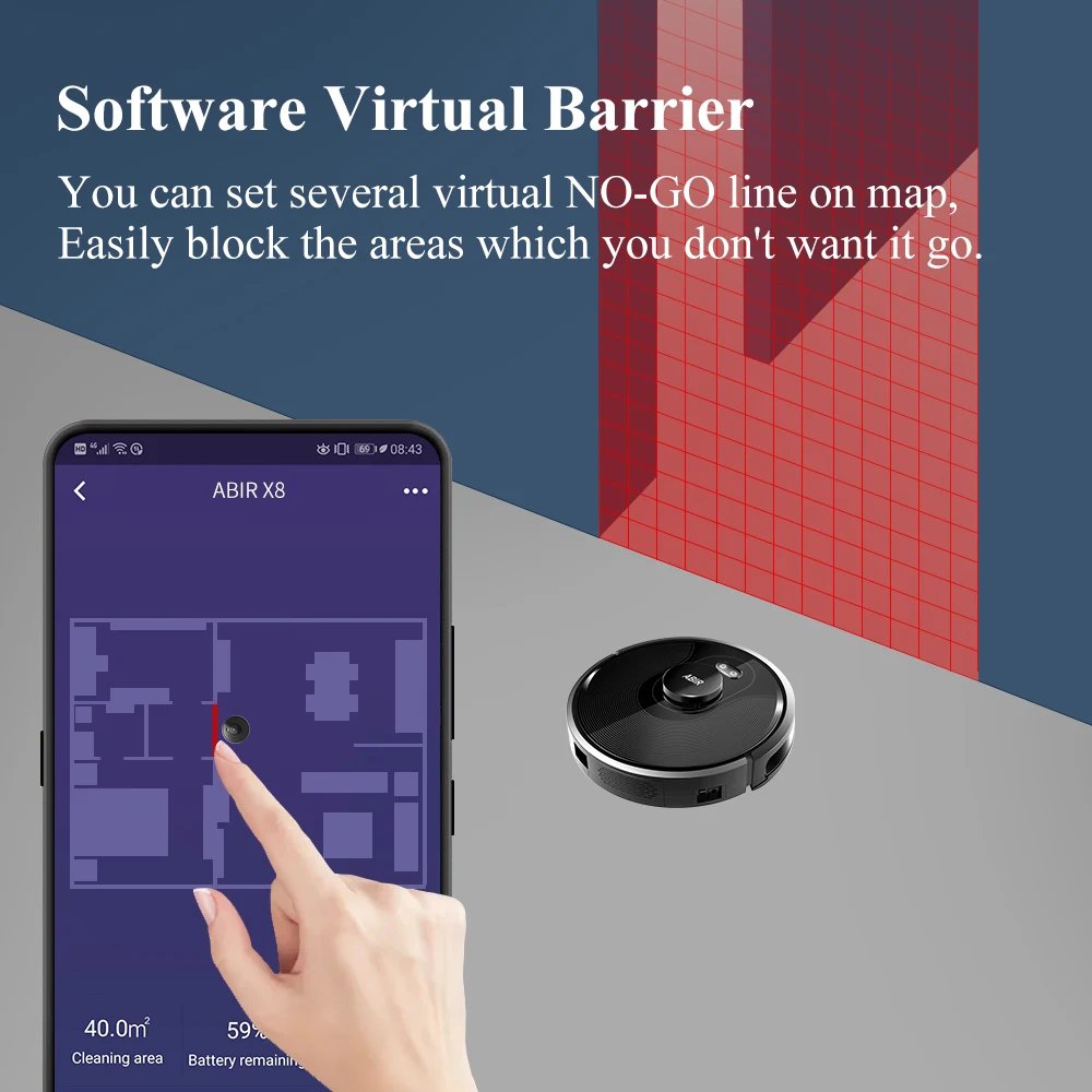 ABIR X8 Robot Vacuum Cleaner ,Laser System, Multiple Floors Maps, Zone Cleaning,Restricted Area Setting for Home Carpet Cleaning ABIR X8 Robot Vacuum Cleaner ,Laser System, Multiple Floors Maps, Zone Cleaning,Restricted Area Setting for Home Carpet Cleaning