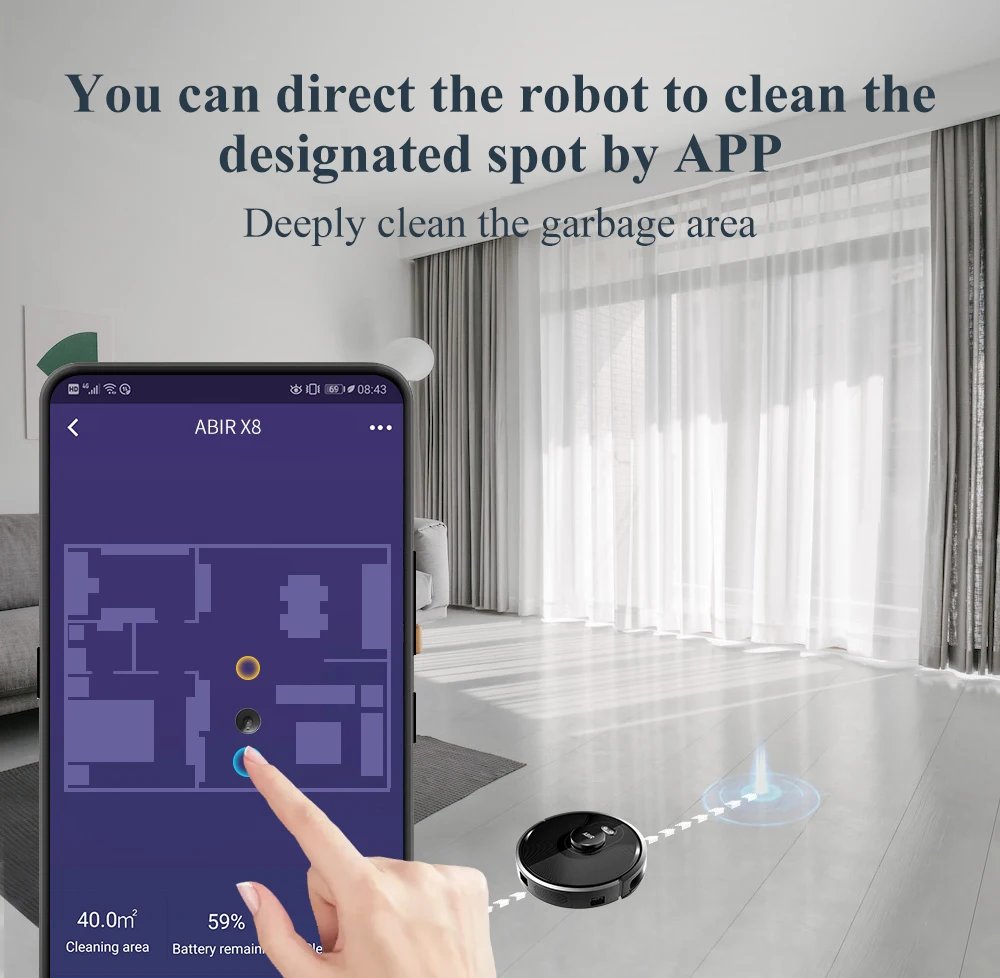 ABIR X8 Robot Vacuum Cleaner ,Laser System, Multiple Floors Maps, Zone Cleaning,Restricted Area Setting for Home Carpet Cleaning ABIR X8 Robot Vacuum Cleaner ,Laser System, Multiple Floors Maps, Zone Cleaning,Restricted Area Setting for Home Carpet Cleaning