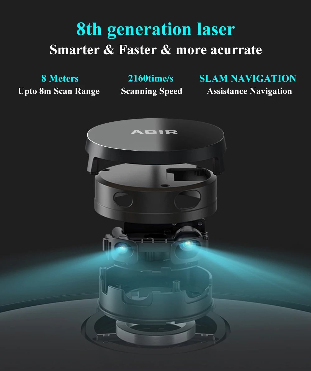 ABIR X8 Robot Vacuum Cleaner ,Laser System, Multiple Floors Maps, Zone Cleaning,Restricted Area Setting for Home Carpet Cleaning ABIR X8 Robot Vacuum Cleaner ,Laser System, Multiple Floors Maps, Zone Cleaning,Restricted Area Setting for Home Carpet Cleaning