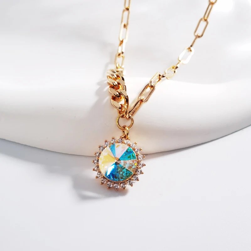 Women's Necklaces Jewelry made with Austrian Crystal Trending Round Pendant Necklace Girls Jewelry Valentine's Day Bijoux Gift