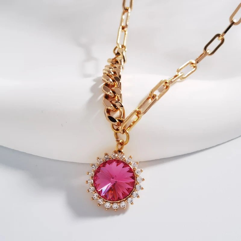 Women's Necklaces Jewelry made with Austrian Crystal Trending Round Pendant Necklace Girls Jewelry Valentine's Day Bijoux Gift