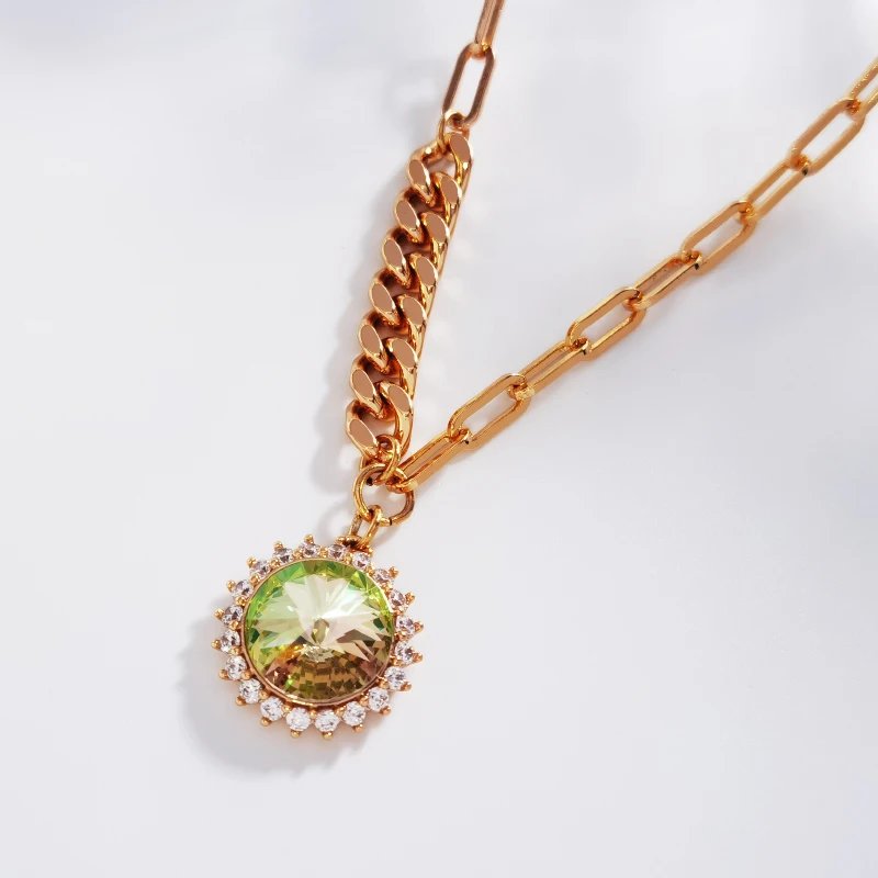 Women's Necklaces Jewelry made with Austrian Crystal Trending Round Pendant Necklace Girls Jewelry Valentine's Day Bijoux Gift