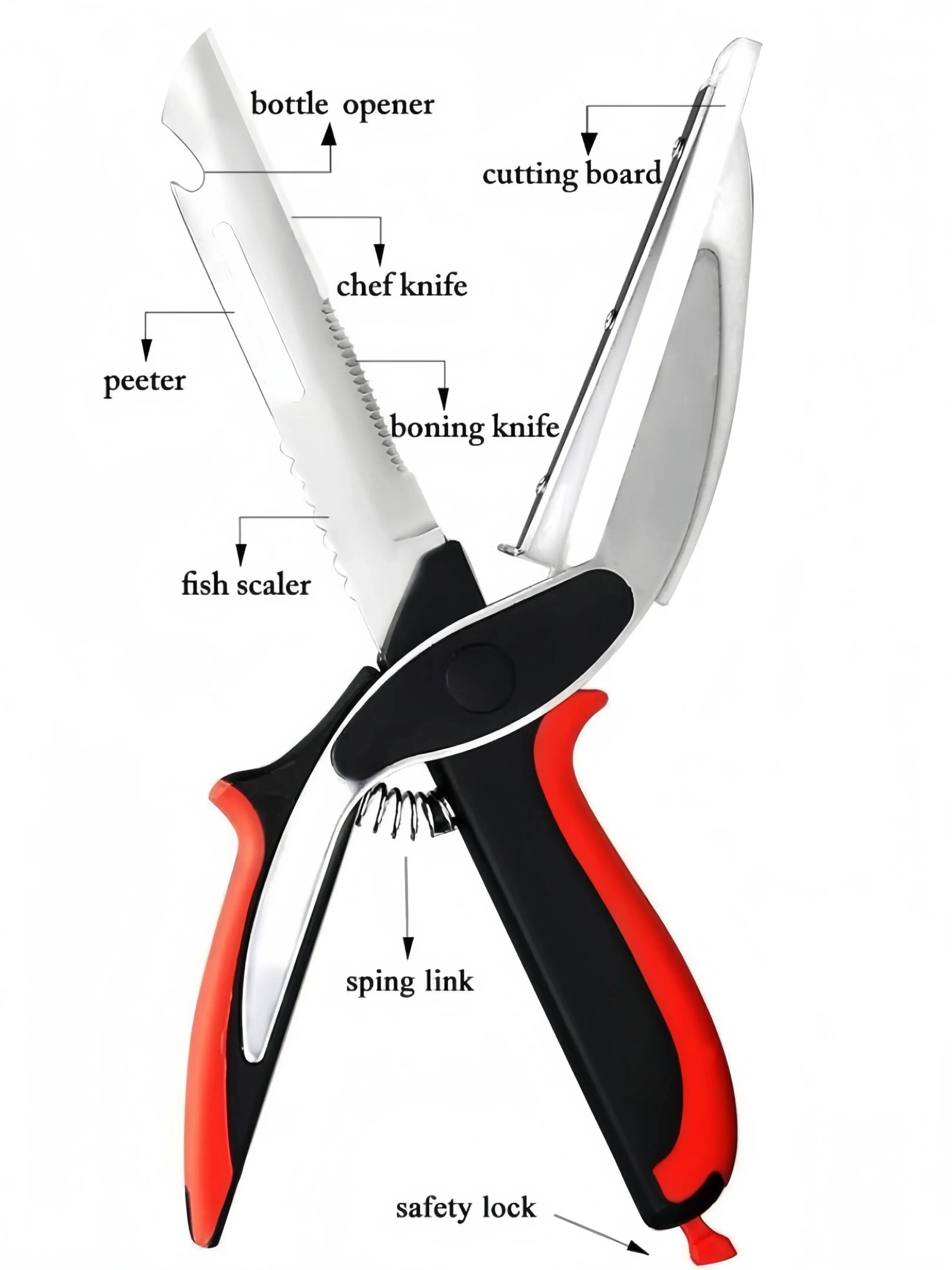 Cutting Board Scissors 6 in 1 Chicken Scissors Salad Chopper Multi-functional Scissors Vegetable Cutter Kitchen Scissors Cutting Board Kitchen Scissors 6-in-1