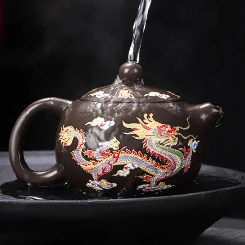 Color-Changing Dragon & Phoenix Chinese Dragon And Phoenix Colour Changing Teapot Pure Handmade Purple Sand Teapot Color-Changing Dragon & Phoenix Chinese Dragon And Phoenix Colour Changing Teapot Pure Handmade Purple Sand Teapot