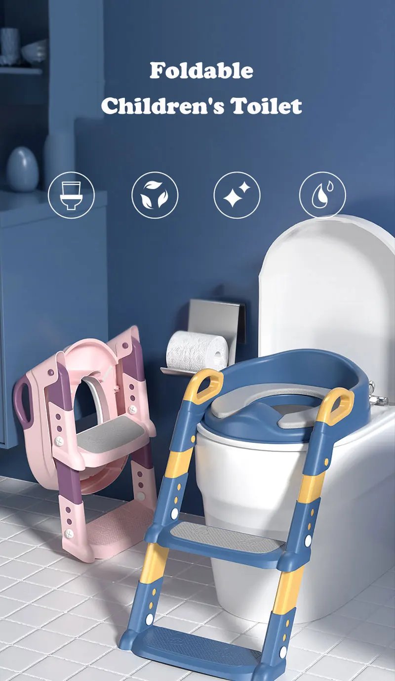 Portable Potty Child WC Toilet Seat Household Children's Pot Baby Toilet Pot Folding Rack Step Stool Potty Training Toilet