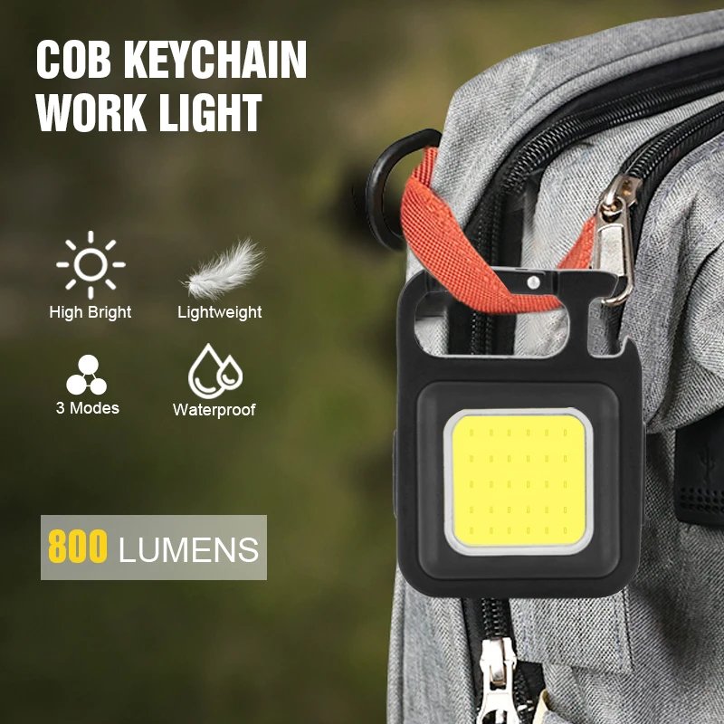COB Lantern Mutifuction Portable Flashlight Pocket Work Light Outdorr Camping Fishing Climbing LED Light Bottle Opener, Hook