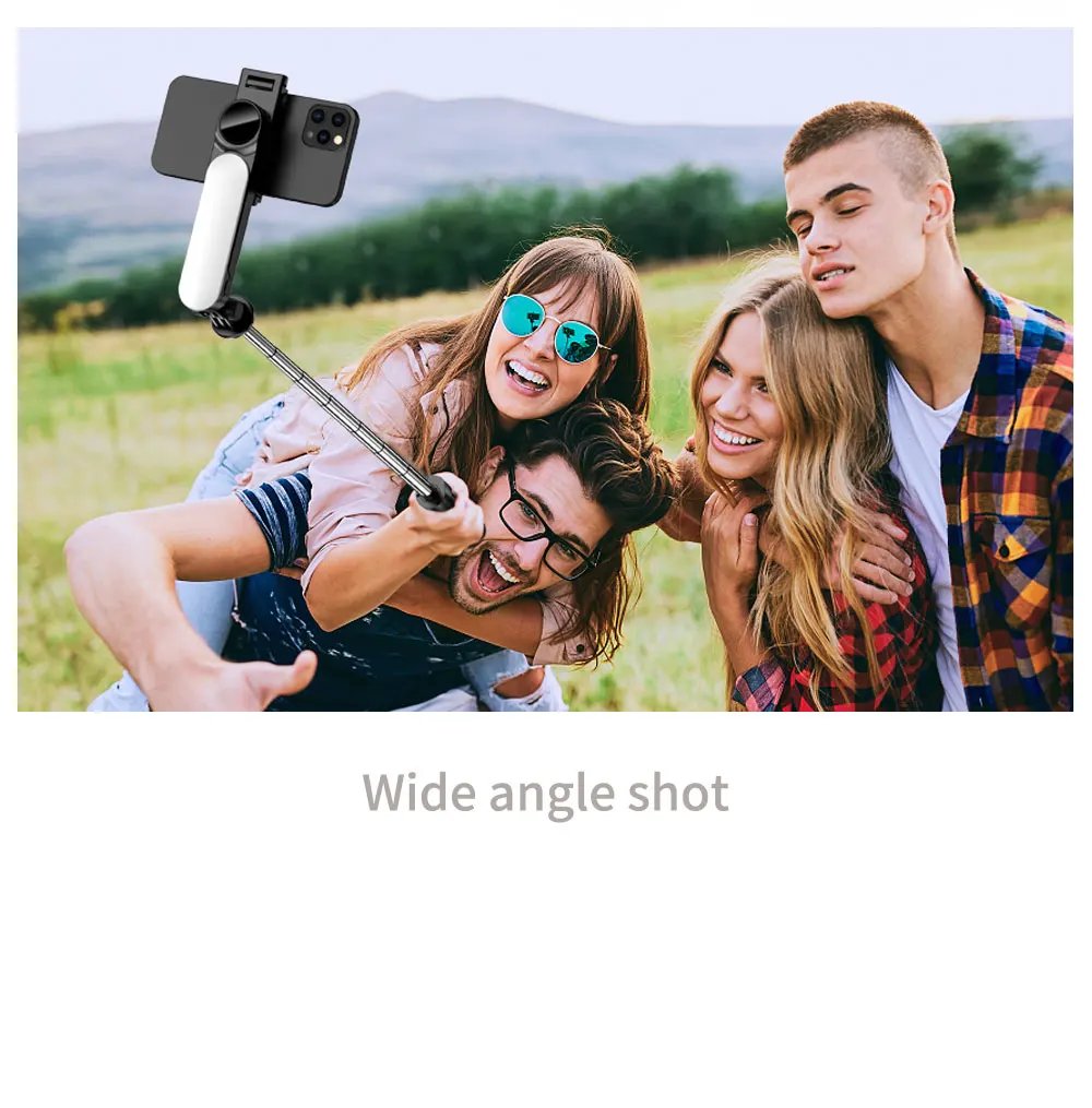 KEELEAD Selfie Stick with Fill Light Foldable Mini Tripod Wireless Bluetooth Remote Shutter for iPhone Smartphones