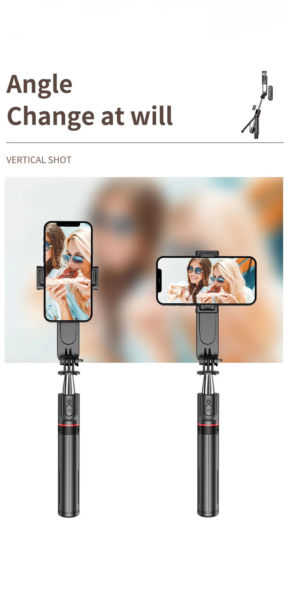 KEELEAD Selfie Stick with Fill Light Foldable Mini Tripod Wireless Bluetooth Remote Shutter for iPhone Smartphones