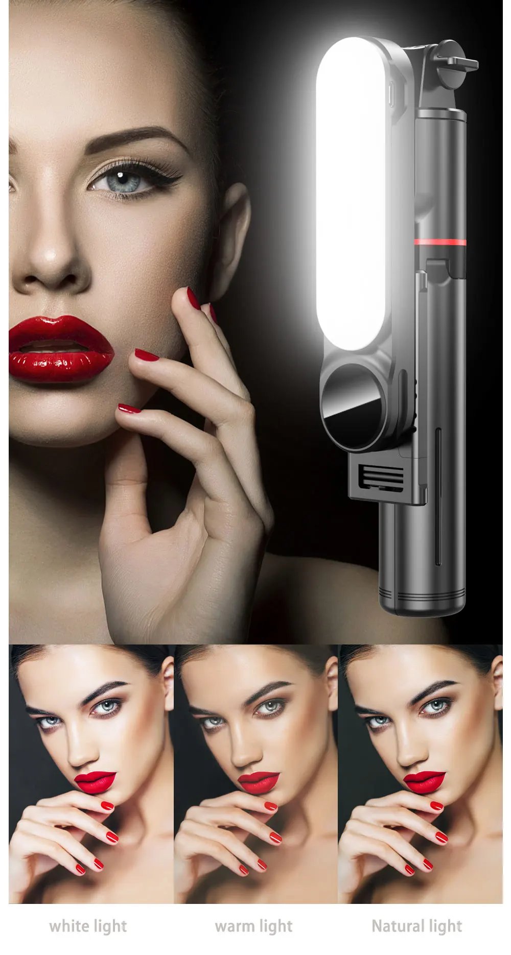 Gmert Selfie Stick Fill Light Foldable Mini Tripod. 9 lighting positions Extends up to 1070mm for wide-angle shots, perfect for all phones