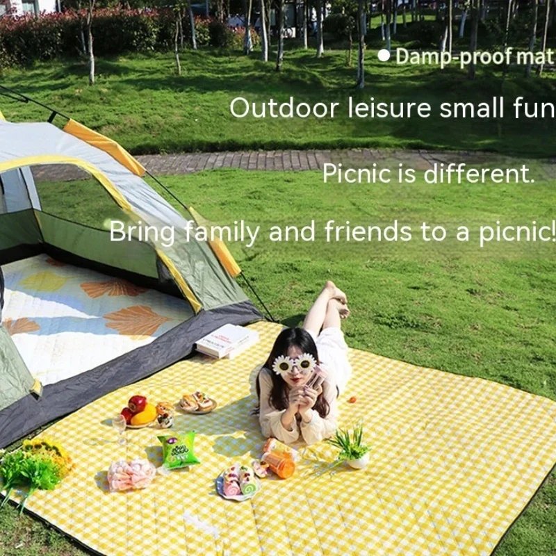 Ultrasonic Picnic Mat Thickened Waterproof Beach Blanket Camping Tent Grassland Mat Outdoor Sleeping Pad Camping Accsesorios