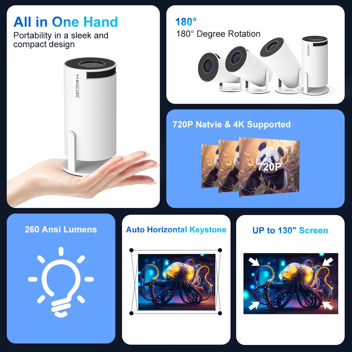Magcubic Projector HY300 PRO 4K Android 11 Dual Wifi6 260ANSI Allwinner H713 BT5.0 1080P 1280*720P Home Cinema Outdoor Projetor Magcubic Projector HY300 PRO 4K Android 11 Dual Wifi6 260ANSI Allwinner H713 BT5.0 1080P 1280*720P Home Cinema Outdoor Projetor