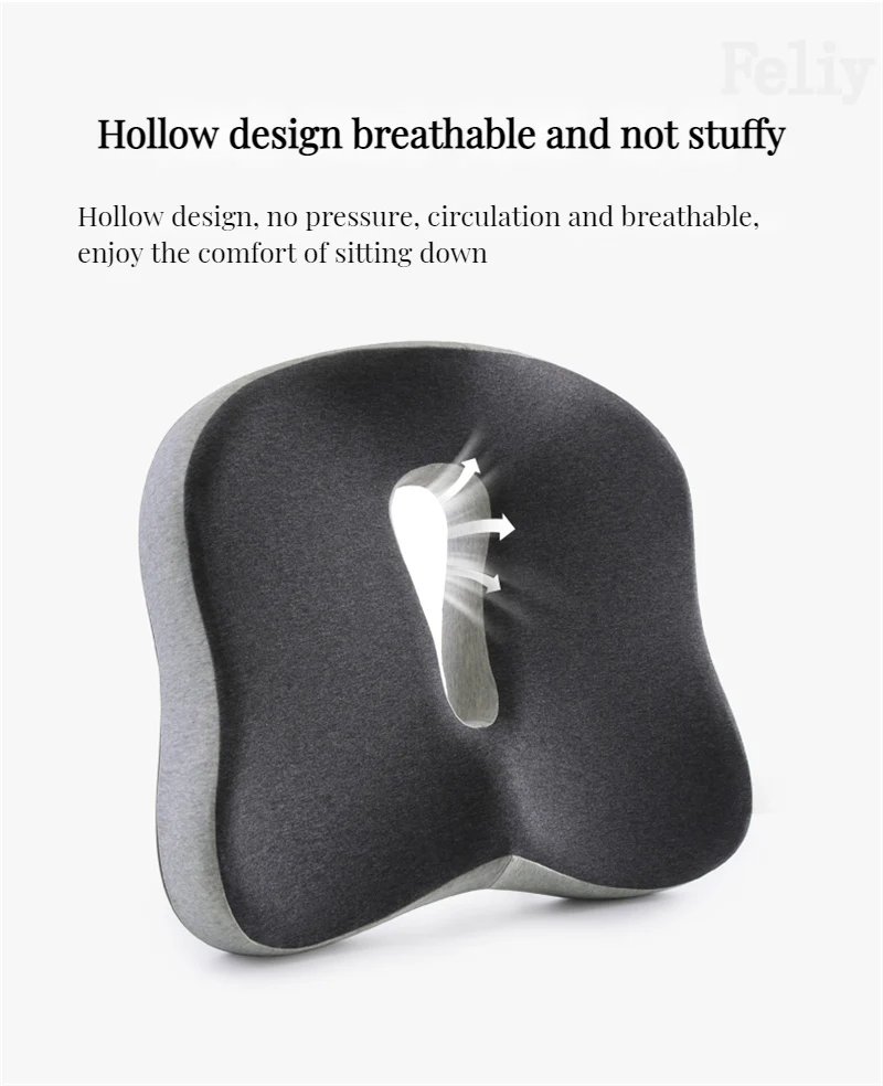 Memory Foam Office Chair Cushion Car Seat Support Waist Pillow Massage Lumbar Orthopedic Pillow Buttock Coccyx Cushion Back Pads