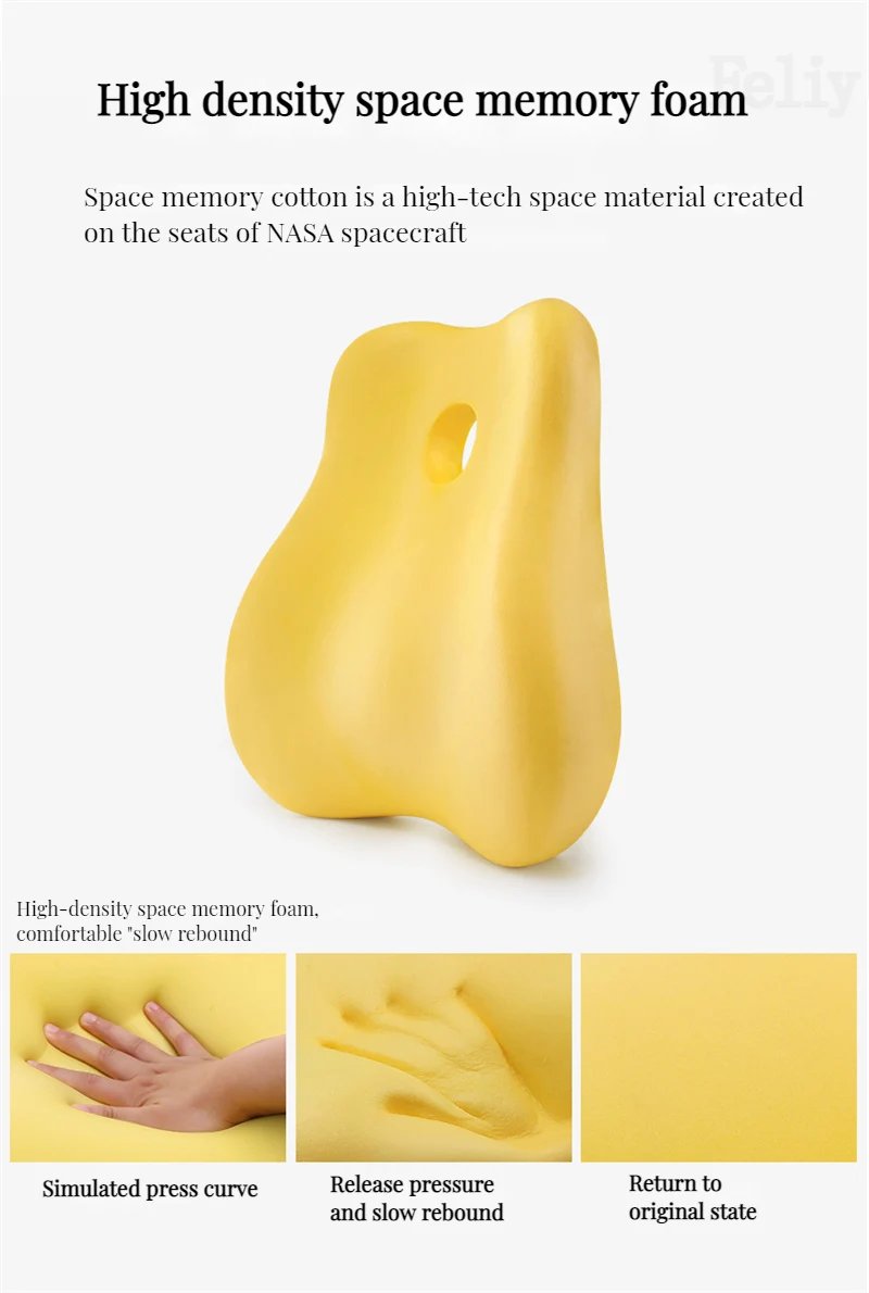 Memory Foam Office Chair Cushion Car Seat Support Waist Pillow Massage Lumbar Orthopedic Pillow Buttock Coccyx Cushion Back Pads