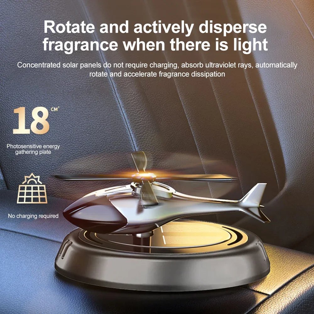 Solar Powered Rotation Helicopter Solar Aromatherapy Car Air Freshener Alloy+ABS Wooden Fragrance Auto Aroma Diffuser Solar Powered Rotation Helicopter Solar Aromatherapy Car Air Freshener Alloy+ABS Wooden Fragrance Auto Aroma Diffuser