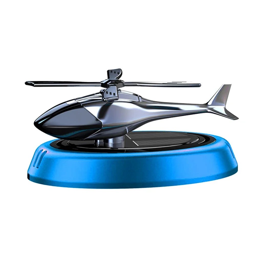 Solar Powered Rotation Helicopter Solar Aromatherapy Car Air Freshener Alloy+ABS Wooden Fragrance Auto Aroma Diffuser