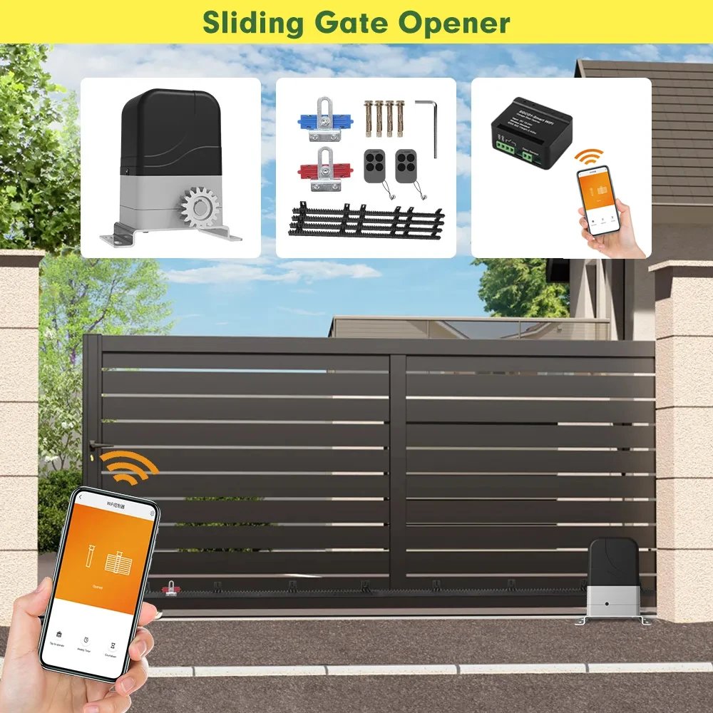 Electric Sliding Gate Opener Kit AC Motor Automatic Gate Door Operators Kit with 4m Steel Rack Infrared Sensor KITS Optional Electric Sliding Gate Opener Kit AC Motor Automatic Gate Door Operators Kit with 4m Steel Rack Infrared Sensor KITS Optional