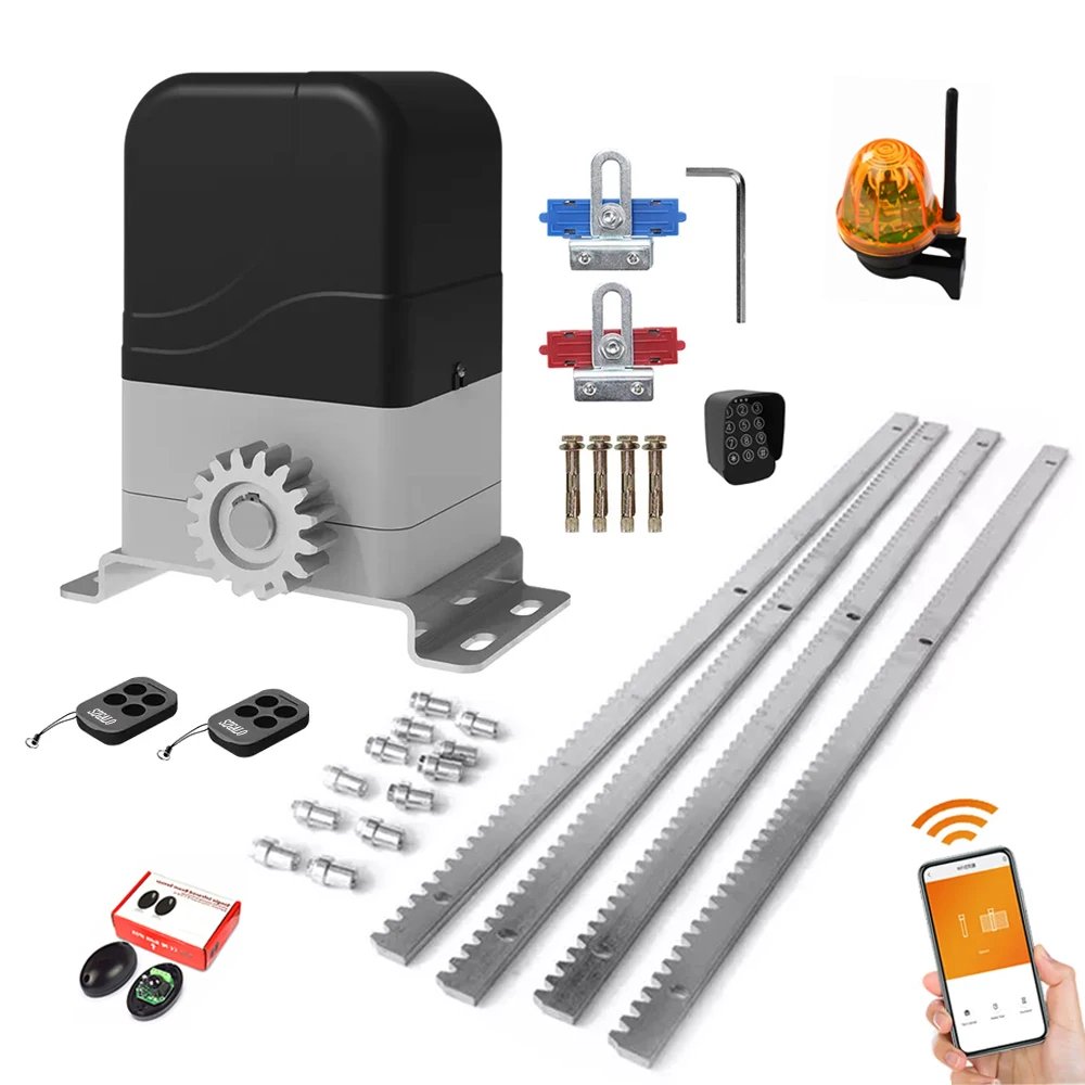 Electric Sliding Gate Opener Kit AC Motor Automatic Gate Door Operators Kit with 4m Steel Rack Infrared Sensor KITS Optional Electric Sliding Gate Opener Kit AC Motor Automatic Gate Door Operators Kit with 4m Steel Rack Infrared Sensor KITS Optional
