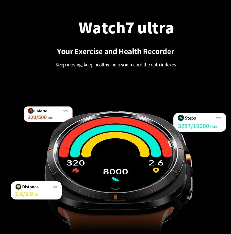 New 2024 Watch 7 Ultra 1:1 47mm Smartwatch AMOLED Screen Bluetooth Call IP68 Waterproof Mens Smart Watch for Android IOS