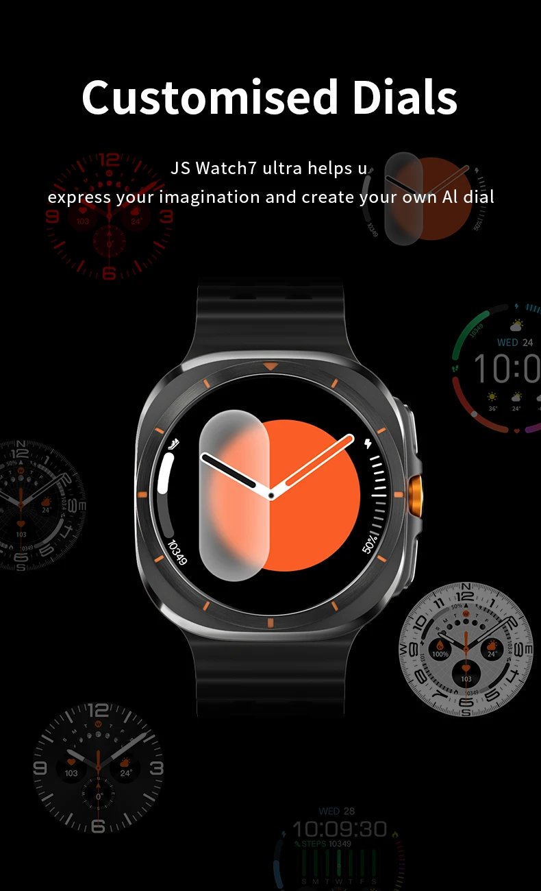 New 2024 Watch 7 Ultra 1:1 47mm Smartwatch AMOLED Screen Bluetooth Call IP68 Waterproof Mens Smart Watch for Android IOS