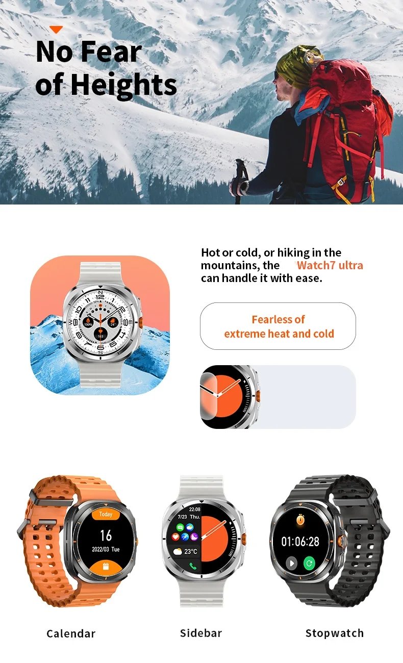 New 2024 Watch 7 Ultra 1:1 47mm Smartwatch AMOLED Screen Bluetooth Call IP68 Waterproof Mens Smart Watch for Android IOS