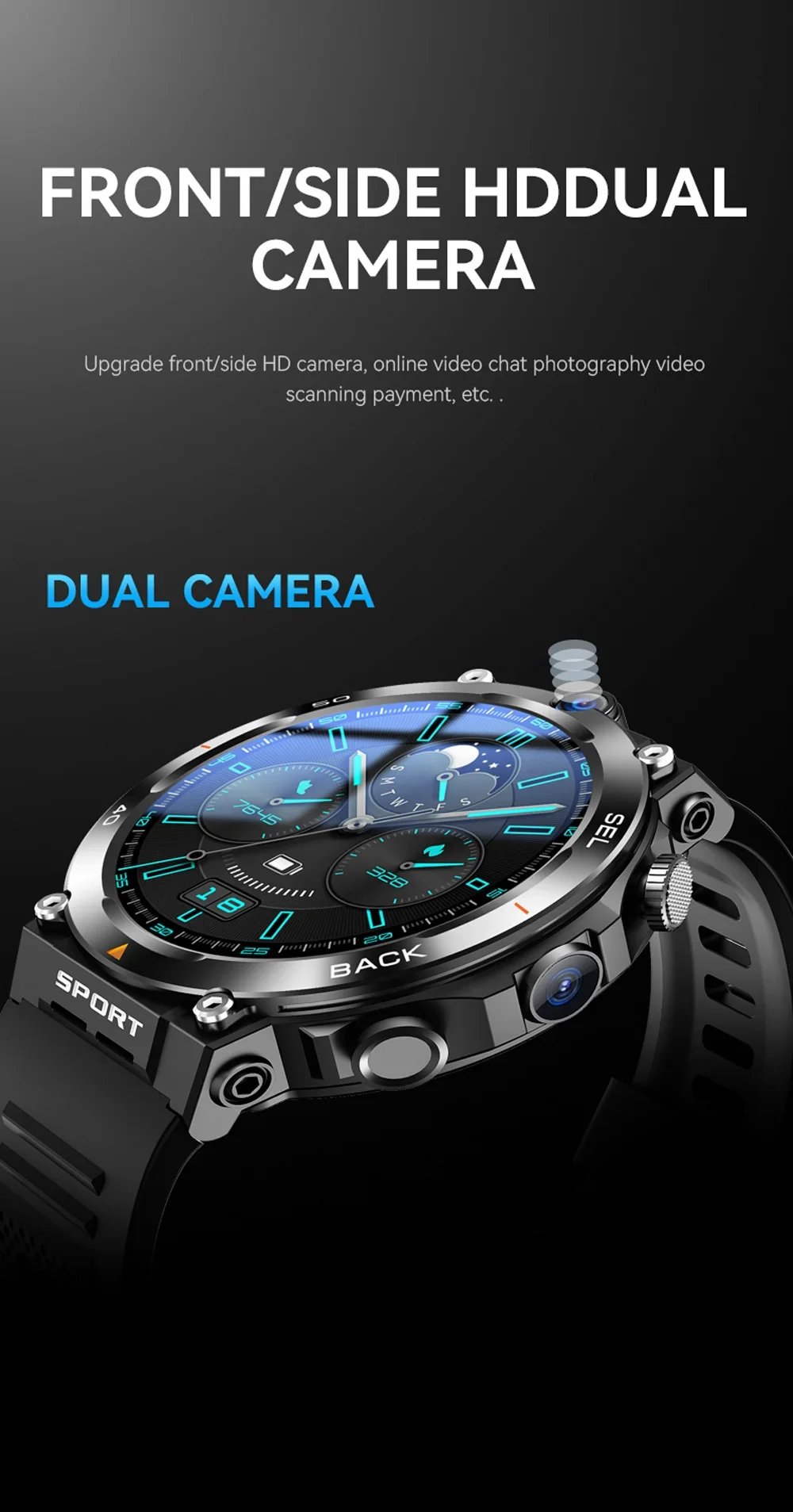 1.39-inch 4G Network SIM Card Smart Watch Dual Camera GPS Wifi NFC Rugged 64G-ROM Google Play IP67 Android Men Women Smartwatch 1.39-inch 4G Network SIM Card Smart Watch Dual Camera GPS Wifi NFC Rugged 64G-ROM Google Play IP67 Android Men Women Smartwatch