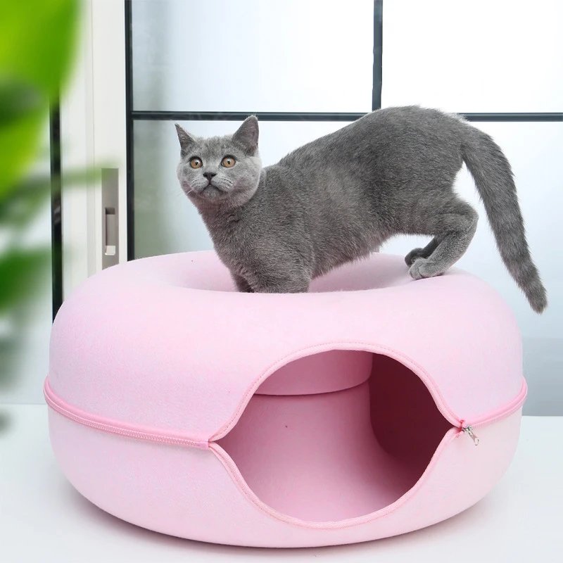 Donut Pet Cat Tunnel Interactive Bed Toy House Cat Bed Dual-use Felt Indoor Cat House Kitten Sports Equipment Cat Supplies Donut Pet Cat Tunnel Interactive Bed Toy House Cat Bed Dual-use Felt Indoor Cat House Kitten Sports Equipment Cat Supplies