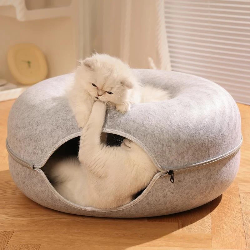 Donut Pet Cat Tunnel Interactive Bed Toy House Cat Bed Dual-use Felt Indoor Cat House Kitten Sports Equipment Cat Supplies Donut Pet Cat Tunnel Interactive Bed Toy House Cat Bed Dual-use Felt Indoor Cat House Kitten Sports Equipment Cat Supplies
