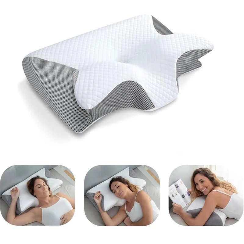 HappySleep Memory Foam Cervical Pillow - 2-in-1 Ergonomic Contour Orthopedic Pillow for Neck Pain