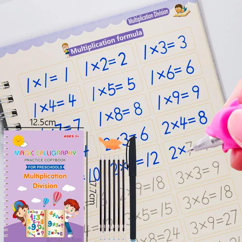 Reusable Writing Paste Calligraphy Handwriting Copybook for Kid Children's Book English Multiplication and Division Practice Toy