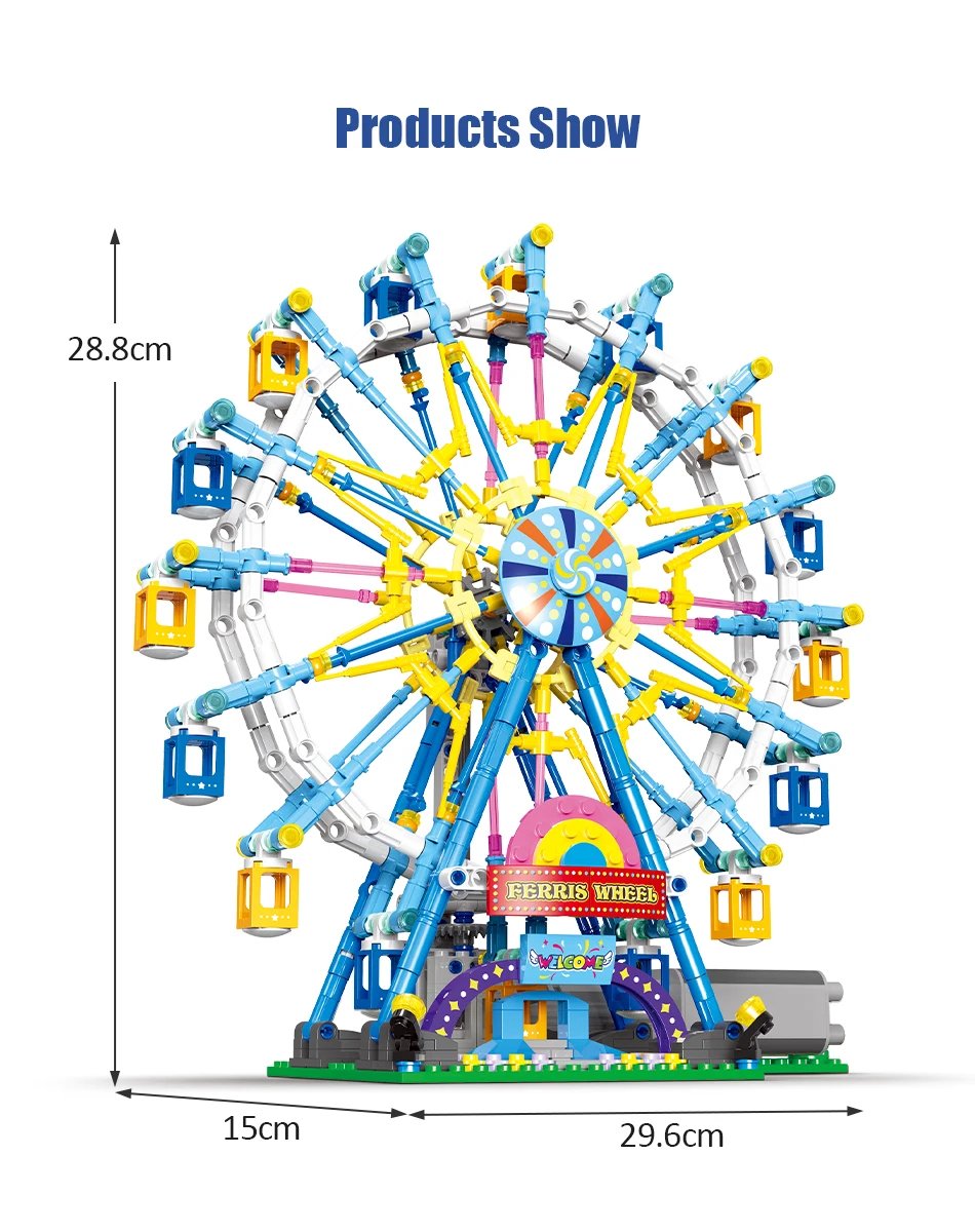 ZKZC City Friends MOC Rotating Ferris Wheel Building Blocks Electric Bricks with Light Toys for Children Christmas Gifts ZKZC City Friends MOC Rotating Ferris Wheel Building Blocks Electric Bricks with Light Toys for Children Christmas Gifts
