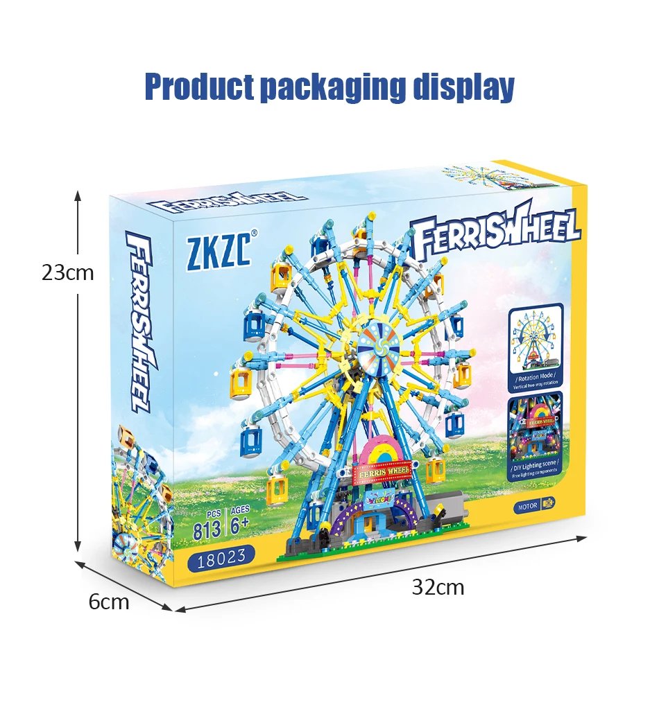 ZKZC City Friends MOC Rotating Ferris Wheel Building Blocks Electric Bricks with Light Toys for Children Christmas Gifts ZKZC City Friends MOC Rotating Ferris Wheel Building Blocks Electric Bricks with Light Toys for Children Christmas Gifts