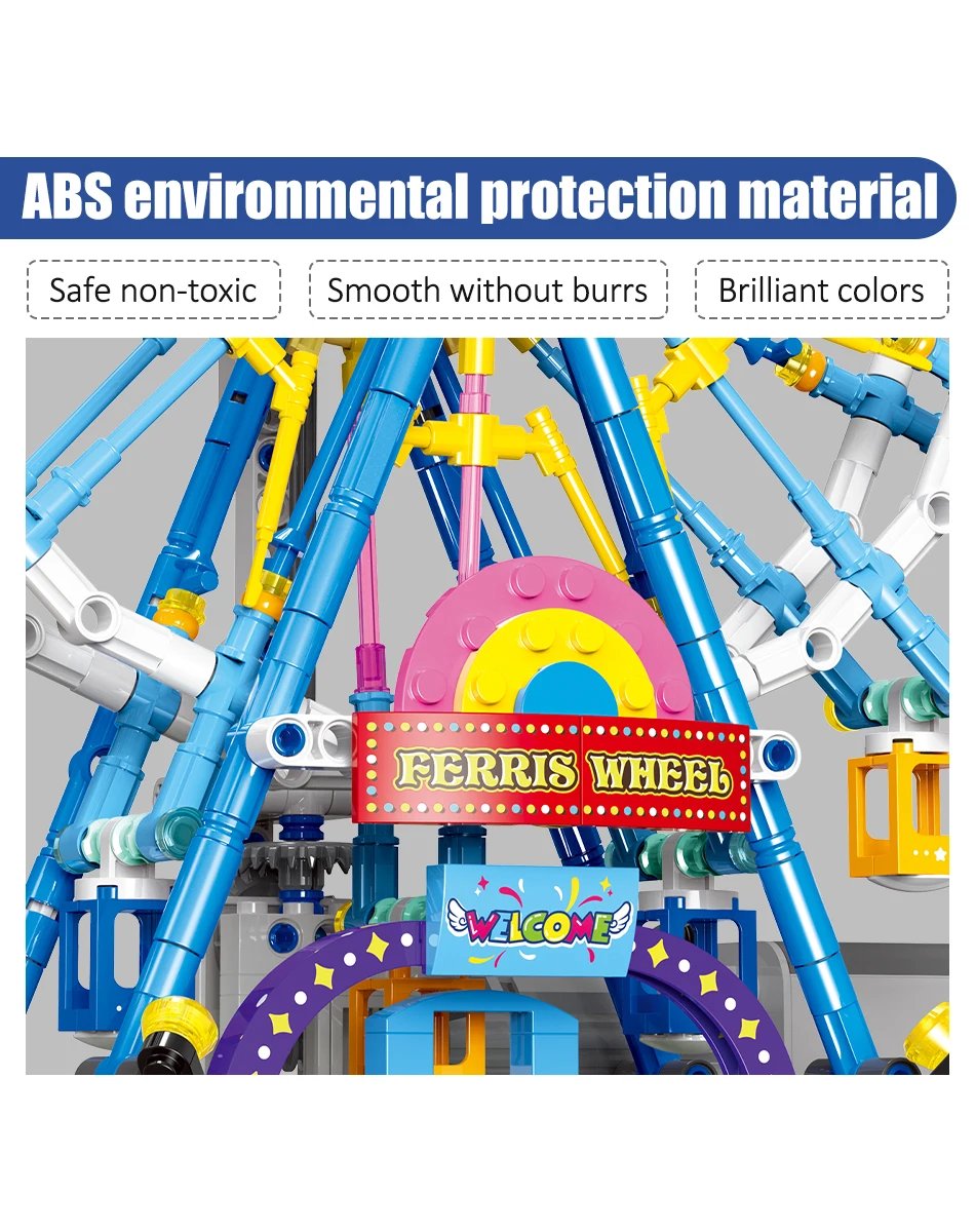 ZKZC City Friends MOC Rotating Ferris Wheel Building Blocks Electric Bricks with Light Toys for Children Christmas Gifts ZKZC City Friends MOC Rotating Ferris Wheel Building Blocks Electric Bricks with Light Toys for Children Christmas Gifts