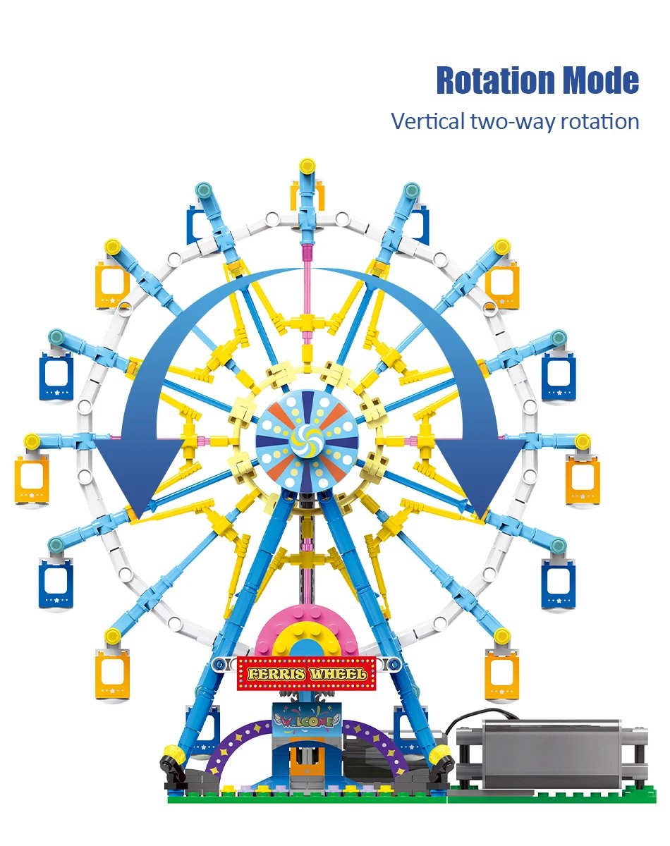 ZKZC City Friends MOC Rotating Ferris Wheel Building Blocks Electric Bricks with Light Toys for Children Christmas Gifts ZKZC City Friends MOC Rotating Ferris Wheel Building Blocks Electric Bricks with Light Toys for Children Christmas Gifts