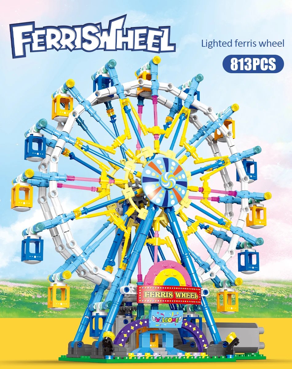 ZKZC City Friends MOC Rotating Ferris Wheel Building Blocks Electric Bricks with Light Toys for Children Christmas Gifts ZKZC City Friends MOC Rotating Ferris Wheel Building Blocks Electric Bricks with Light Toys for Children Christmas Gifts