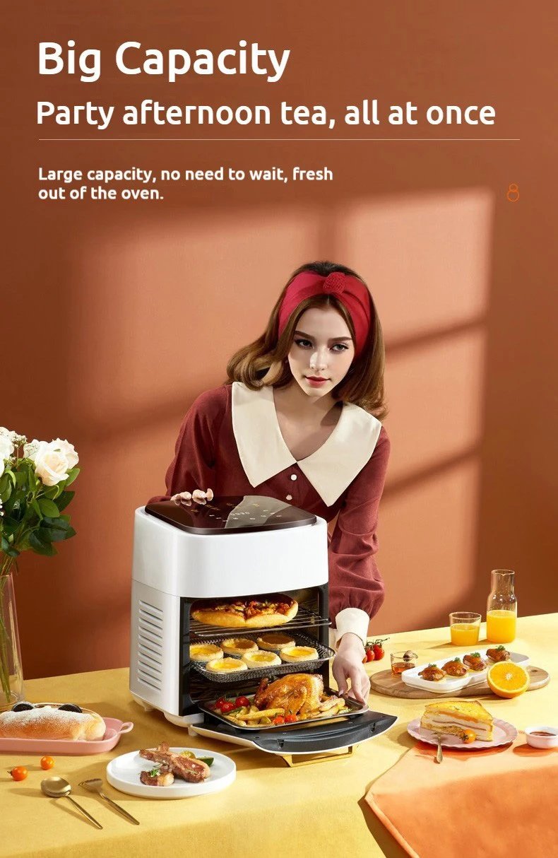 Family-Size 15L Air Fryer: Versatile, Smoke-Free Cooking with Intelligent Controls & Easy Clean-Up