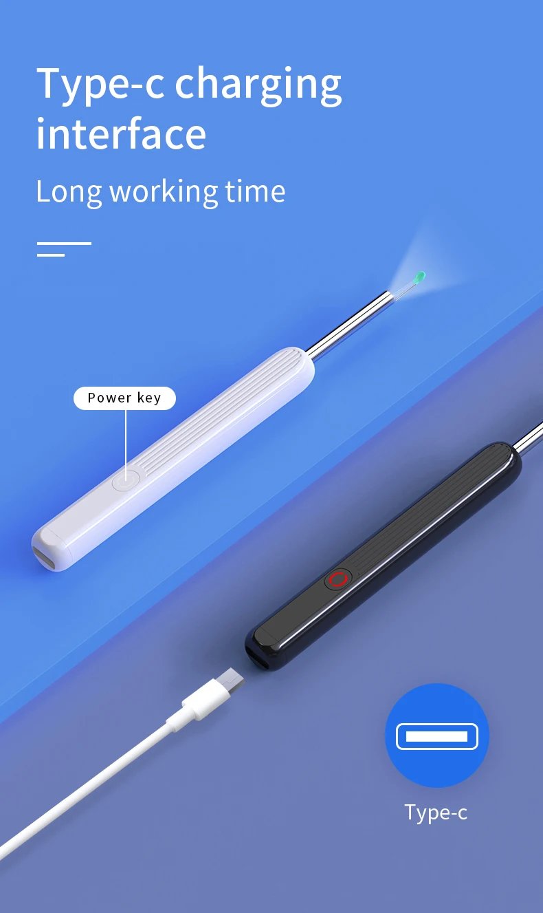 Smart Visual Ear Cleaner HD Ear Sticks Otoscope USB C Charging Endoscope Wax Removal Tool Earpick MIni Camera Health Care Set Smart Visual Ear Cleaner HD Ear Sticks Otoscope USB C Charging Endoscope Wax Removal Tool Earpick MIni Camera Health Care Set