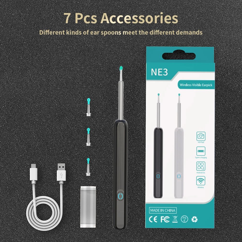 Smart Visual Ear Cleaner HD Ear Sticks Otoscope USB C Charging Endoscope Wax Removal Tool Earpick MIni Camera Health Care Set Smart Visual Ear Cleaner HD Ear Sticks Otoscope USB C Charging Endoscope Wax Removal Tool Earpick MIni Camera Health Care Set