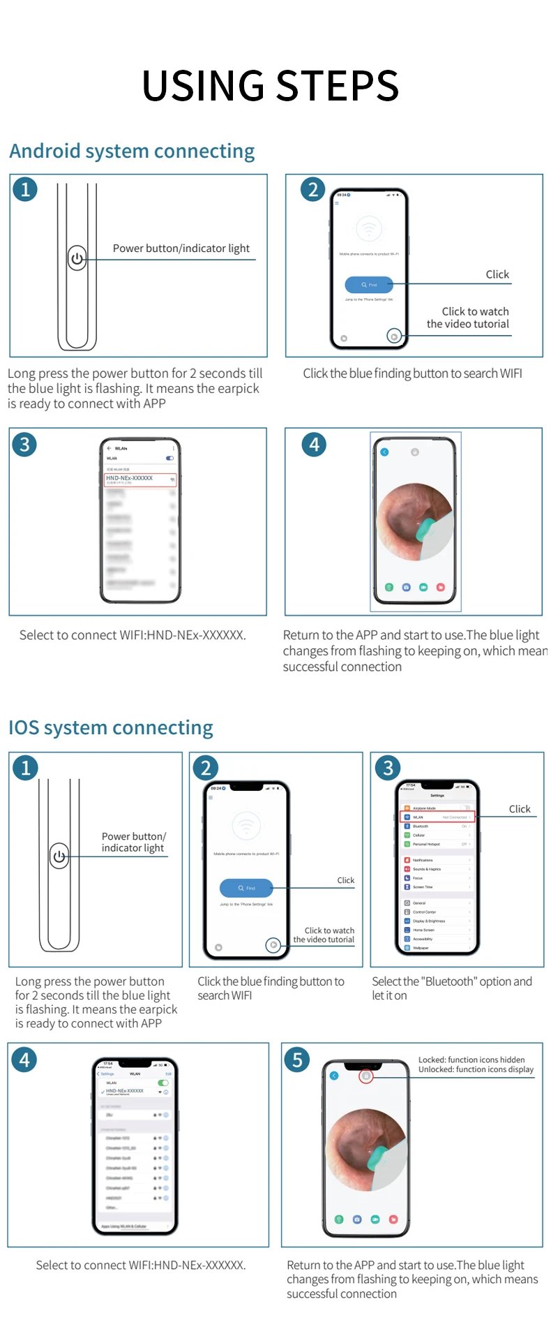Smart Visual Ear Cleaner HD Ear Sticks Otoscope USB C Charging Endoscope Wax Removal Tool Earpick MIni Camera Health Care Set Smart Visual Ear Cleaner HD Ear Sticks Otoscope USB C Charging Endoscope Wax Removal Tool Earpick MIni Camera Health Care Set