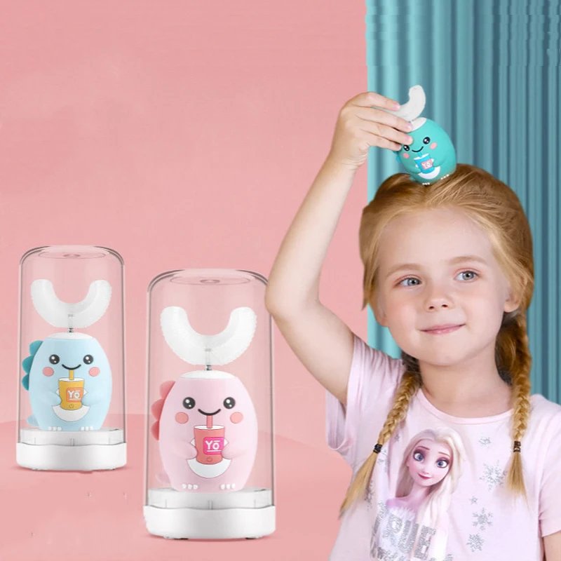360 Degrees Intelligent Automatic Electric Toothbrush for Kids Children Rechargeable U Shaped Smart Sonic Tooth Brush Waterproof Automatic Electric U-Shaped Toothbrush – Kids & Adults
