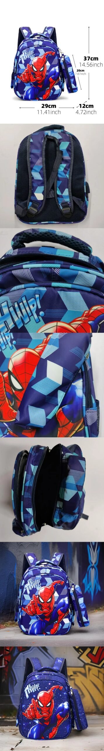 Spider Man School Bag, Super Hero With Pencil Case Full Print Backpack & Travel Bag, For School, Exterior Activities & Everyday