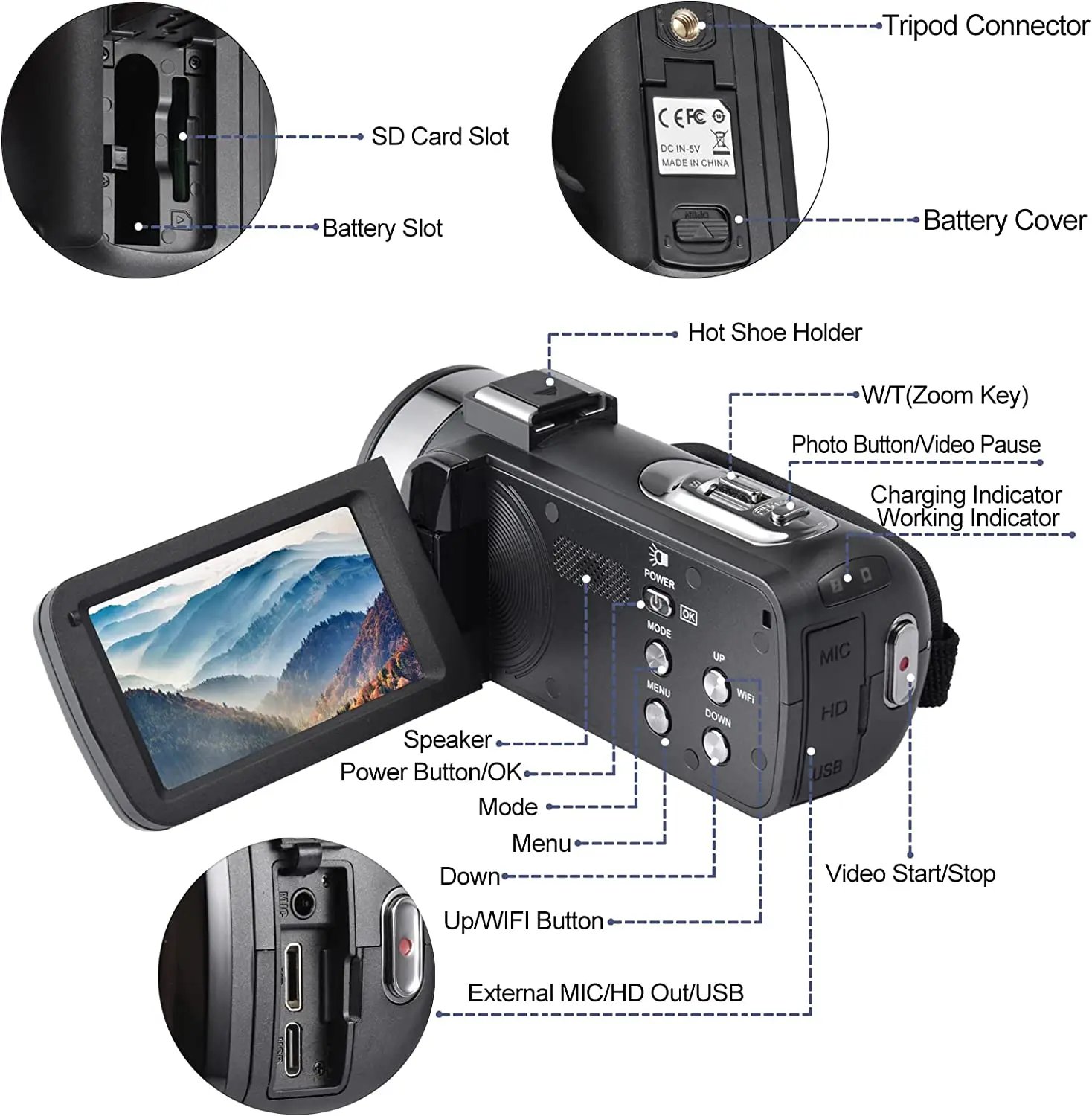 Vlogging Digital Video Camera 8K 64MP 18X Zoom 3
