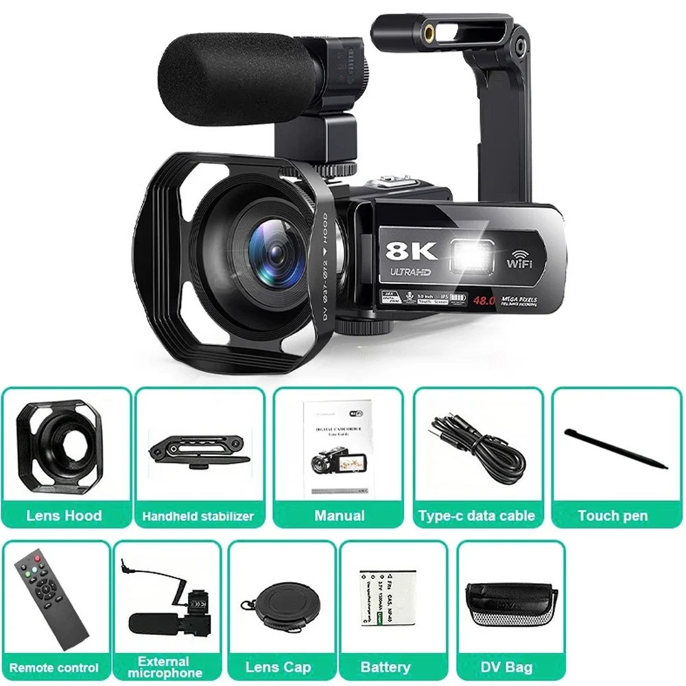 Top 8K Video Camera 64MP Digital Video Camera 18X igital Zoom Camera Recorder 3 Inch LCD Touch Screen Portable Recording Top 8K Video Camera 64MP Digital Video Camera 18X igital Zoom Camera Recorder 3 Inch LCD Touch Screen Portable Recording