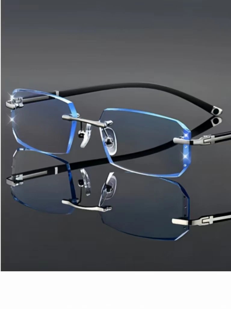 Fashionable frameless blue light blocking reading glasses for men, business style, photochromic for elderly. Fashionable frameless blue light blocking reading glasses for men, business style, photochromic for elderly.