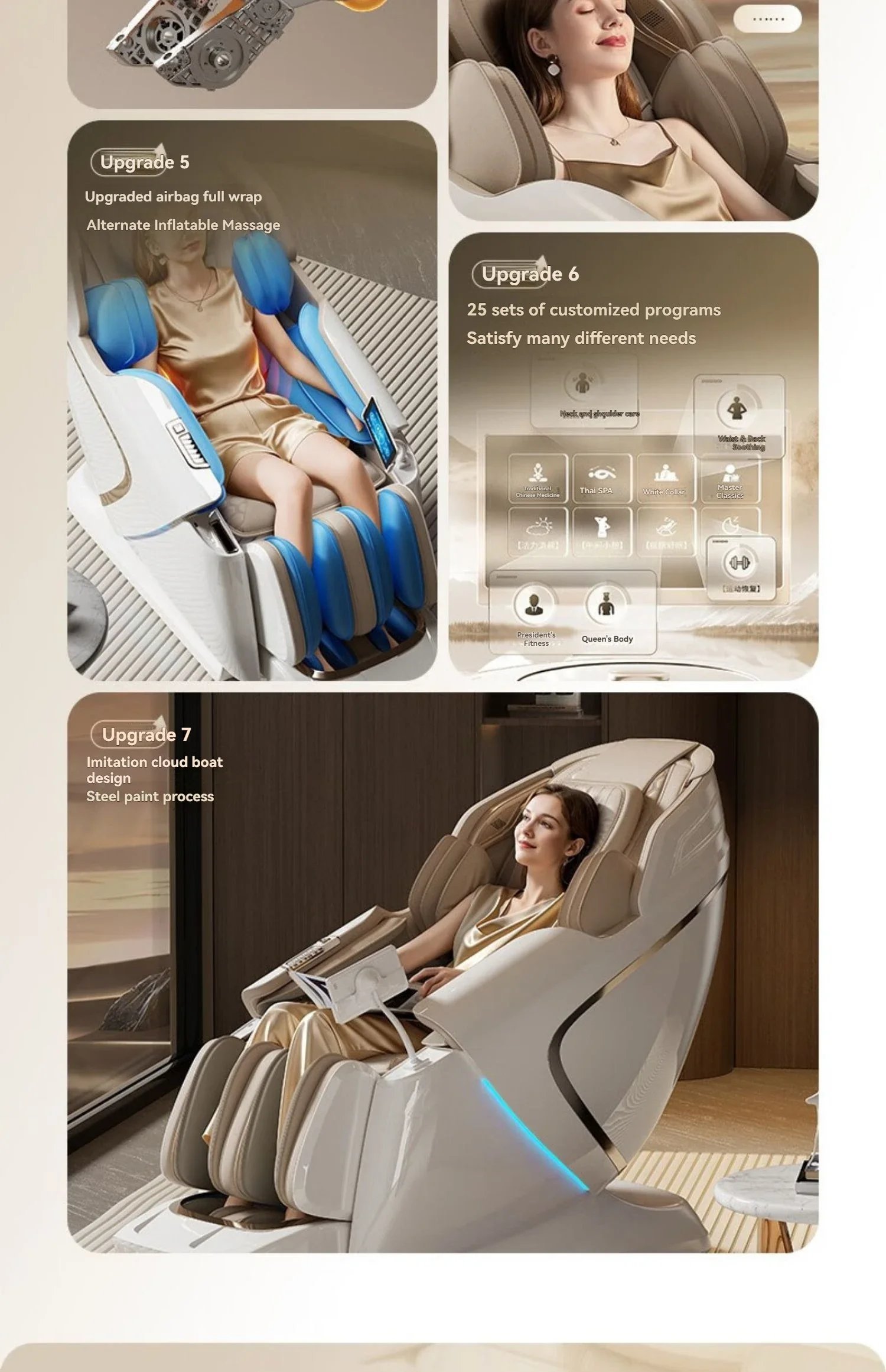 4D+4D Electric Massage Chair Full Body 24 Modes Zero Gravity SL-Track Shiatsu Smart Auto Massage Chairs with Heat System Massage 4D+4D Electric Massage Chair Full Body 24 Modes Zero Gravity SL-Track Shiatsu Smart Auto Massage Chairs with Heat System Massage