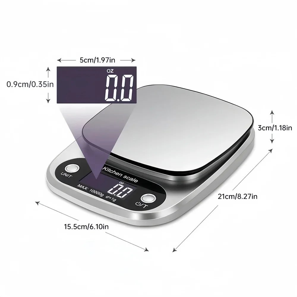 Digital Kitchen Scale Stainless Steel LCD Electronic Food Scale Jewelry Coffee Baking Portable High-quality Kitchen Tool 10kg/1g Digital Kitchen Scale Stainless Steel LCD Electronic Food Scale Jewelry Coffee Baking Portable High-quality Kitchen Tool 10kg/1g